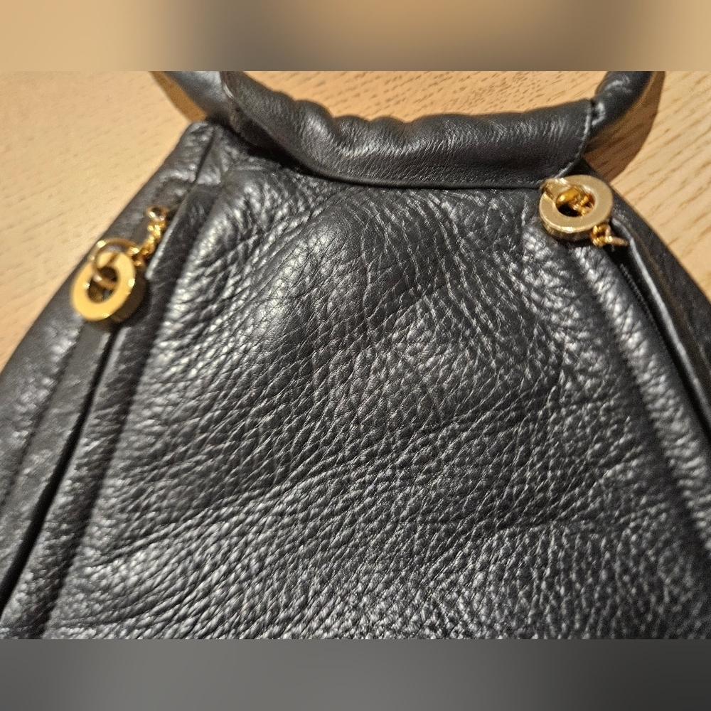 Vintage Black Leather Hobo Bag Haircalf Zebra Accent Multi Zip Shoulder Purse. - Picture 7 of 16